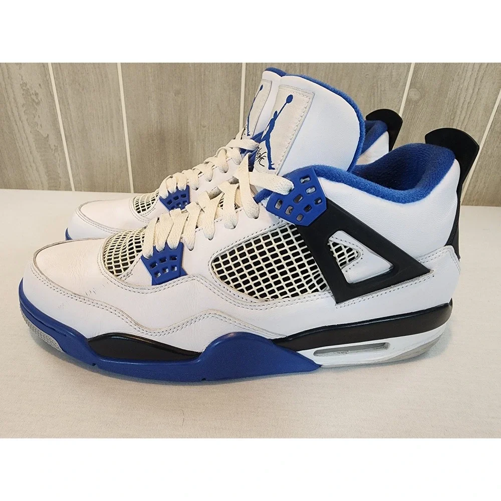 Air Jordan 4 Retro Motorsport 2017 Mens 12.5 White Game Royal Black 308497-117